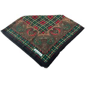 Vtg Donatello‎ Paisley Plaid Square Handkerchief Scarf Dark Academia Granny
